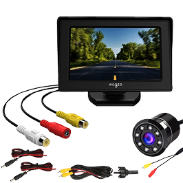 Wagzo 12V, 4.3 Inch Dashboard TFT LCD Car Display Screen with 8 LED Reverse Parking Camera for Car View HD Car Camera, Universal for All Car
