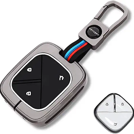 KEYCEPT Metal Key Cover Compatible for MG Comet EV Electric 3 Button Smart Key with Keychain
